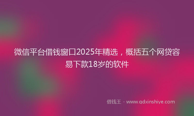 微信平台借钱窗口2025年精选，概括五个网贷容易下款18岁的软件
