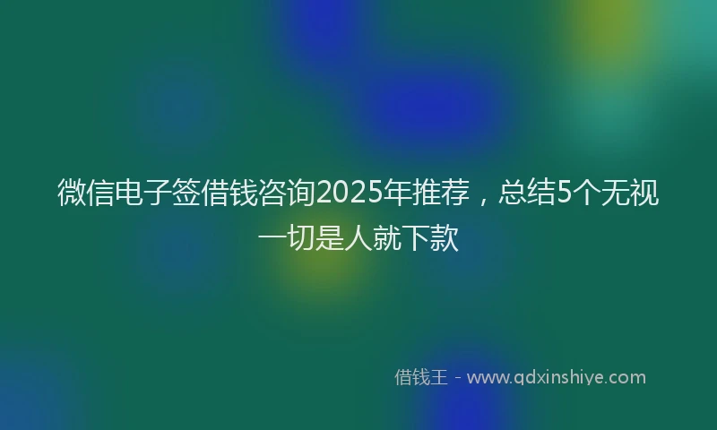 微信电子签借钱咨询2025年推荐，总结5个无视一切是人就下款