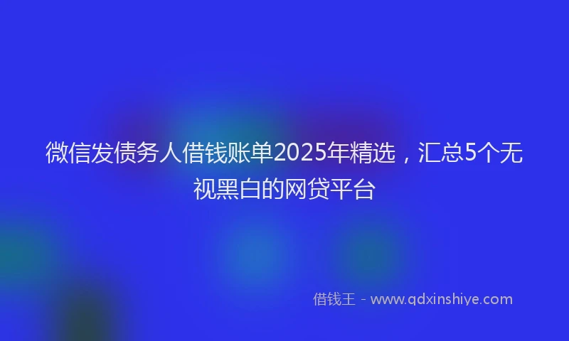 微信发债务人借钱账单2025年精选，汇总5个无视黑白的网贷平台