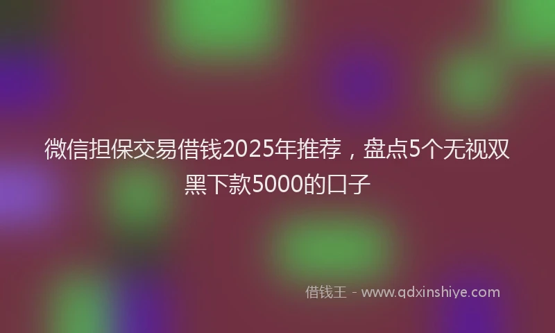 微信担保交易借钱2025年推荐，盘点5个无视双黑下款5000的口子