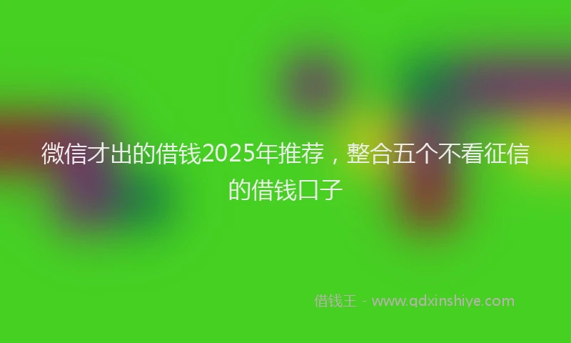 微信才出的借钱2025年推荐，整合五个不看征信的借钱口子