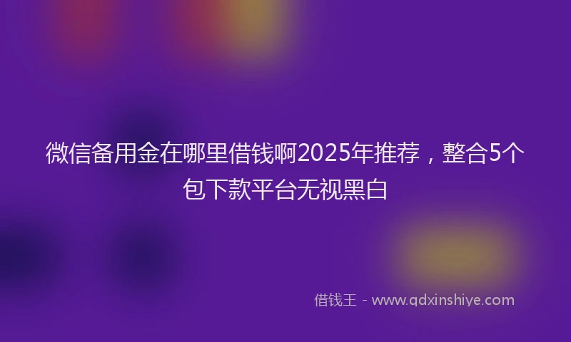微信备用金在哪里借钱啊2025年推荐，整合5个包下款平台无视黑白