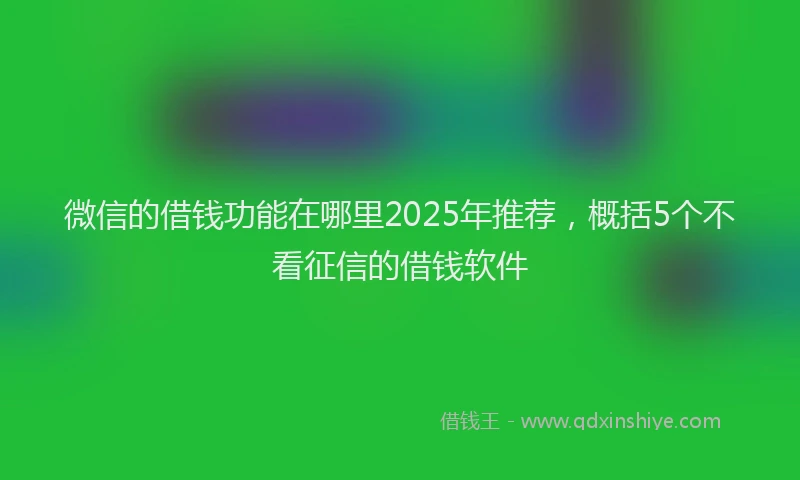 微信的借钱功能在哪里2025年推荐，概括5个不看征信的借钱软件