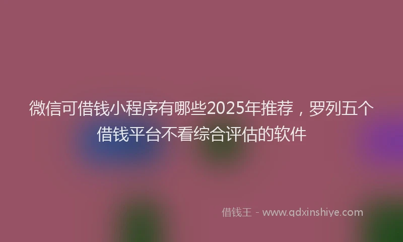 微信可借钱小程序有哪些2025年推荐，罗列五个借钱平台不看综合评估的软件