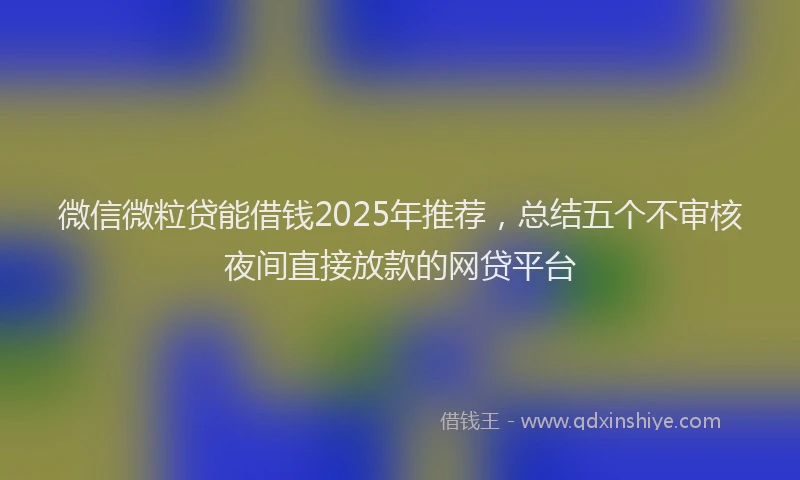 微信微粒贷能借钱2025年推荐，总结五个不审核夜间直接放款的网贷平台