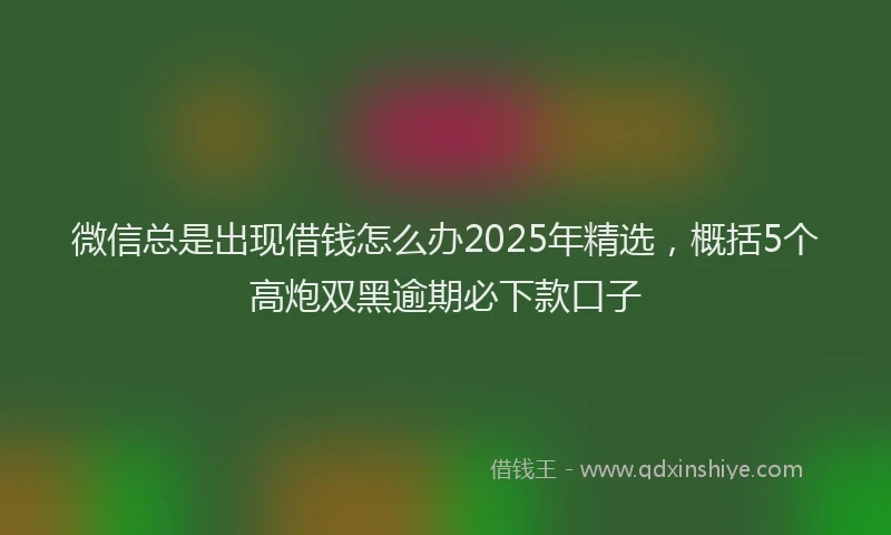 微信总是出现借钱怎么办2025年精选，概括5个高炮双黑逾期必下款口子