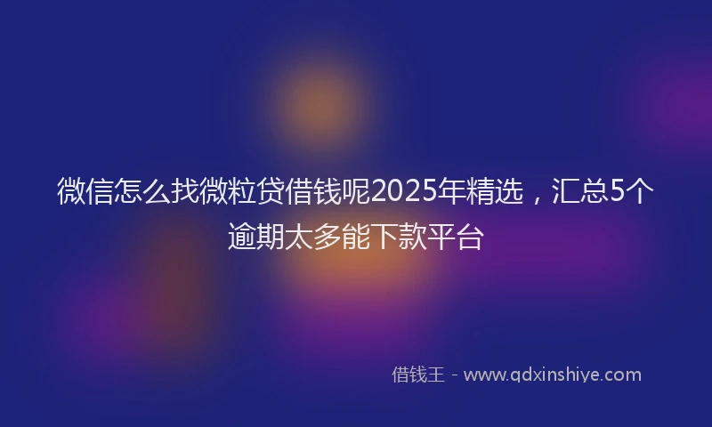微信怎么找微粒贷借钱呢2025年精选，汇总5个逾期太多能下款平台