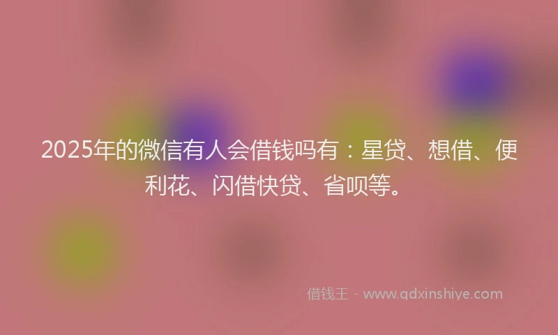 2025年的微信有人会借钱吗有：星贷、想借、便利花、闪借快贷、省呗等。