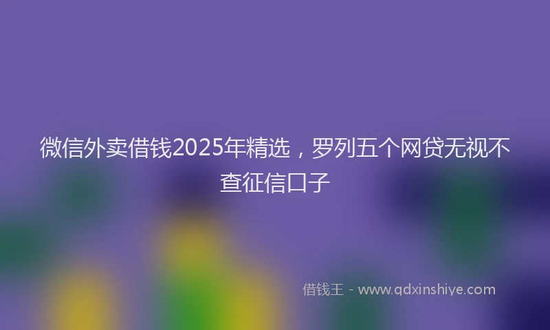 微信外卖借钱2025年精选，罗列五个网贷无视不查征信口子