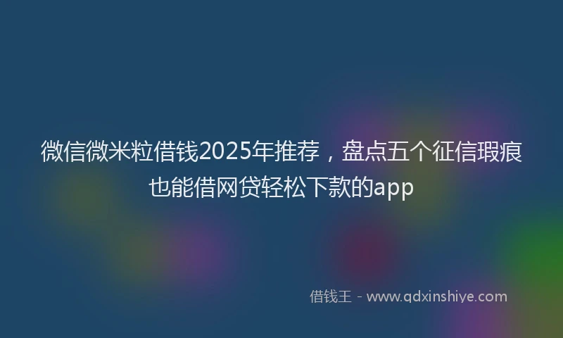 微信微米粒借钱2025年推荐，盘点五个征信瑕疵也能借网贷轻松下款的app