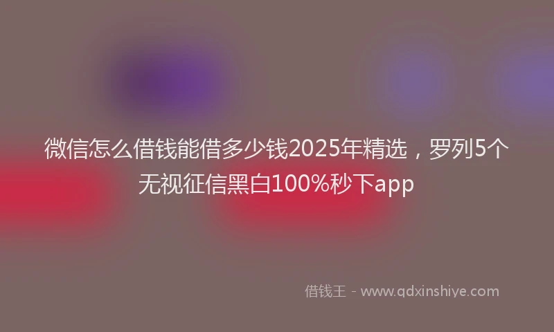 微信怎么借钱能借多少钱2025年精选，罗列5个无视征信黑白100%秒下app