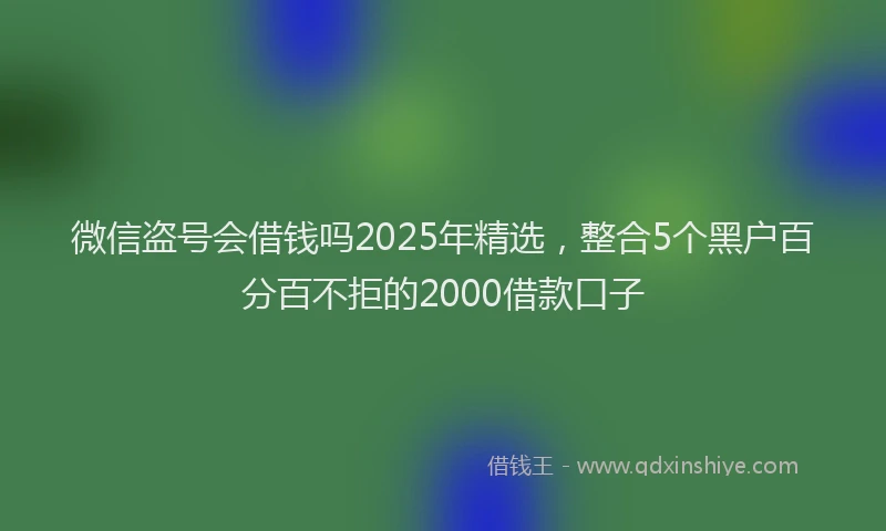 微信盗号会借钱吗2025年精选，整合5个黑户百分百不拒的2000借款口子