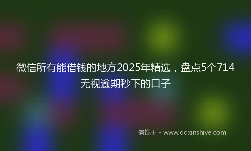 微信所有能借钱的地方2025年精选，盘点5个714无视逾期秒下的口子