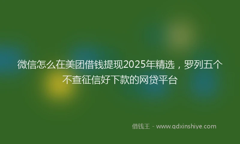 微信怎么在美团借钱提现2025年精选，罗列五个不查征信好下款的网贷平台