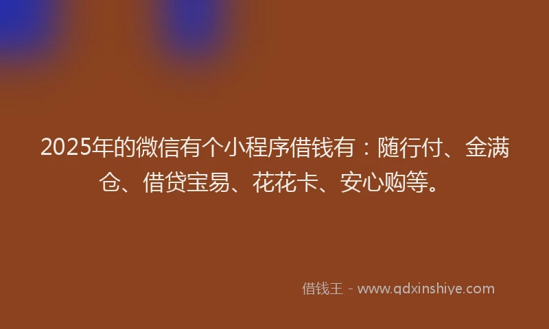 2025年的微信有个小程序借钱有：随行付、金满仓、借贷宝易、花花卡、安心购等。