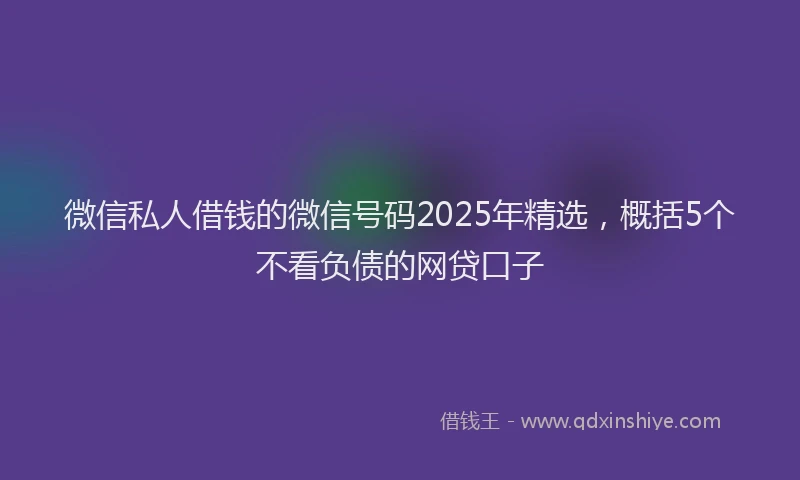 微信私人借钱的微信号码2025年精选，概括5个不看负债的网贷口子