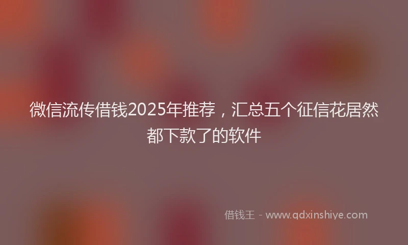 微信流传借钱2025年推荐，汇总五个征信花居然都下款了的软件