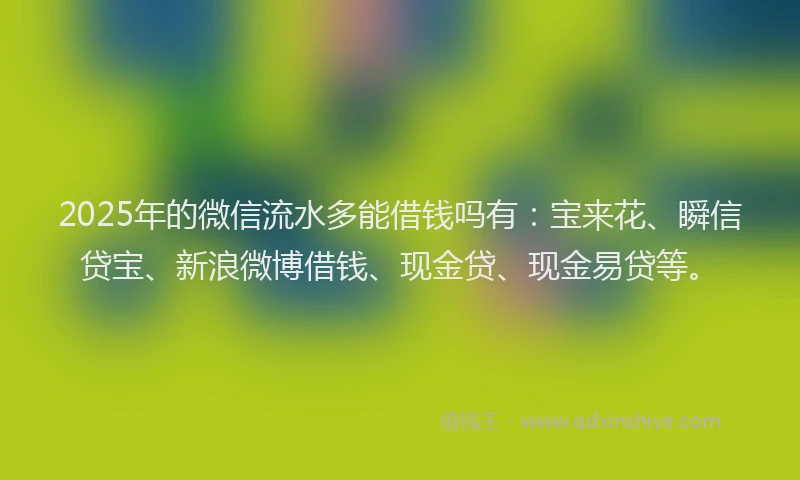 2025年的微信流水多能借钱吗有：宝来花、瞬信贷宝、新浪微博借钱、现金贷、现金易贷等。