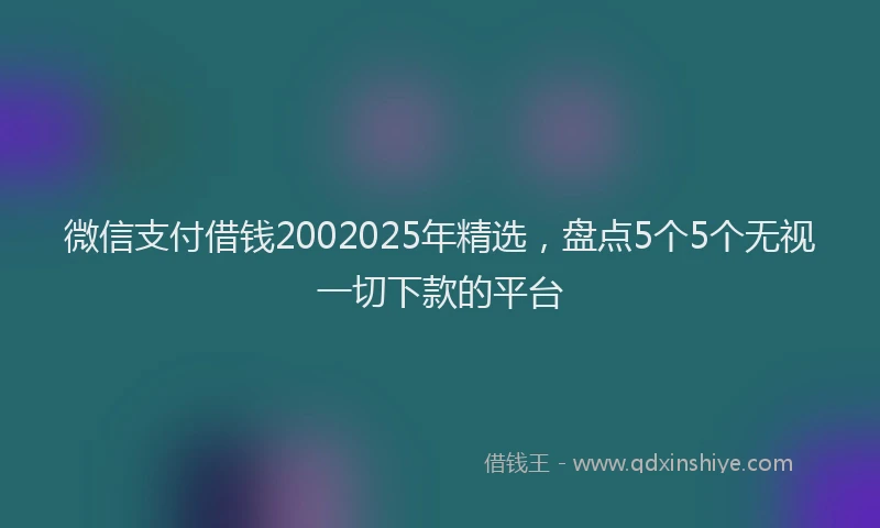微信支付借钱2002025年精选，盘点5个5个无视一切下款的平台