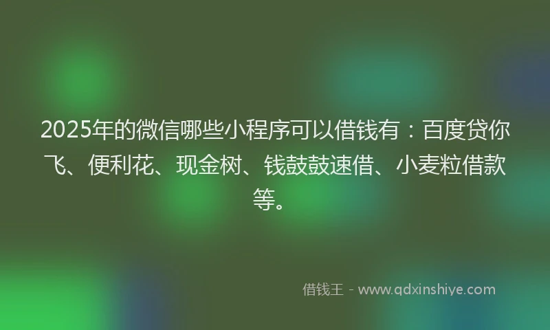 2025年的微信哪些小程序可以借钱有：百度贷你飞、便利花、现金树、钱鼓鼓速借、小麦粒借款等。