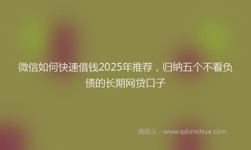 微信如何快速借钱2025年推荐，归纳五个不看负债的长期网贷口子