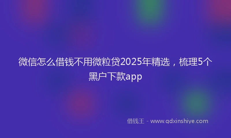 微信怎么借钱不用微粒贷2025年精选，梳理5个黑户下款app