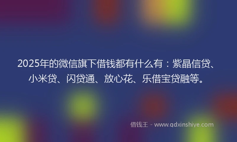 2025年的微信旗下借钱都有什么有：紫晶信贷、小米贷、闪贷通、放心花、乐借宝贷融等。