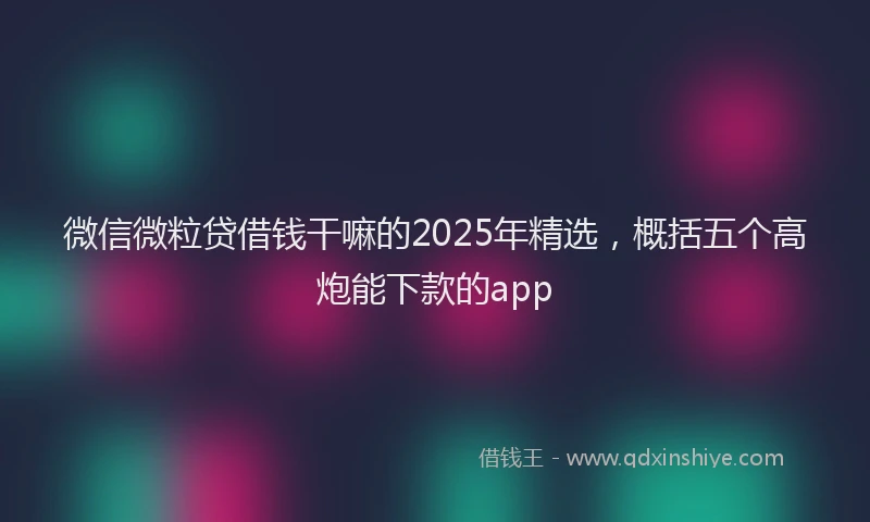 微信微粒贷借钱干嘛的2025年精选，概括五个高炮能下款的app