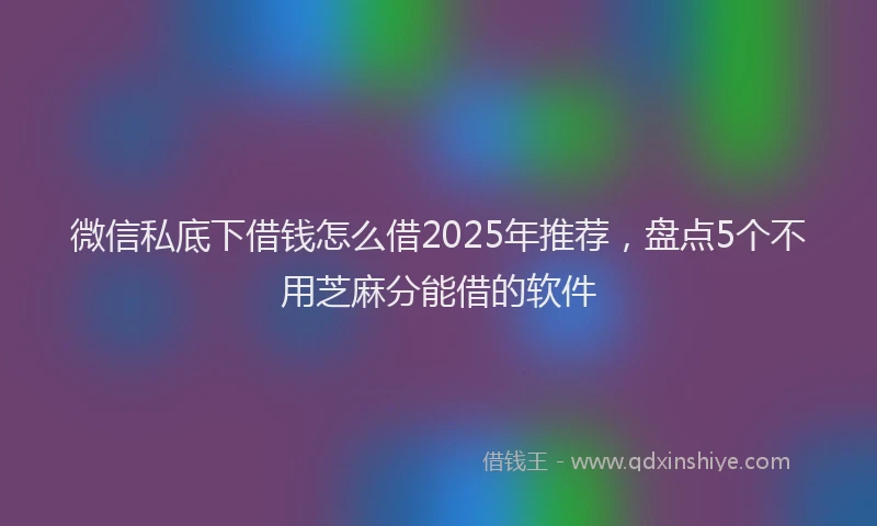 微信私底下借钱怎么借2025年推荐，盘点5个不用芝麻分能借的软件