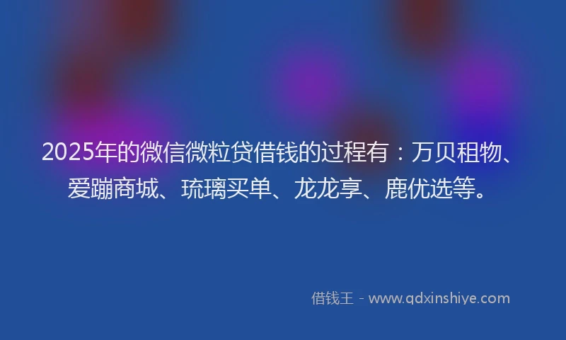 2025年的微信微粒贷借钱的过程有：万贝租物、爱蹦商城、琉璃买单、龙龙享、鹿优选等。