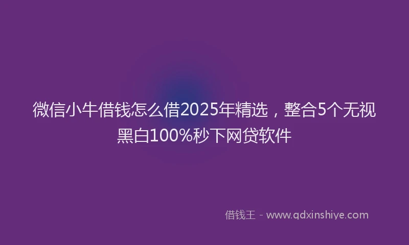 微信小牛借钱怎么借2025年精选，整合5个无视黑白100%秒下网贷软件
