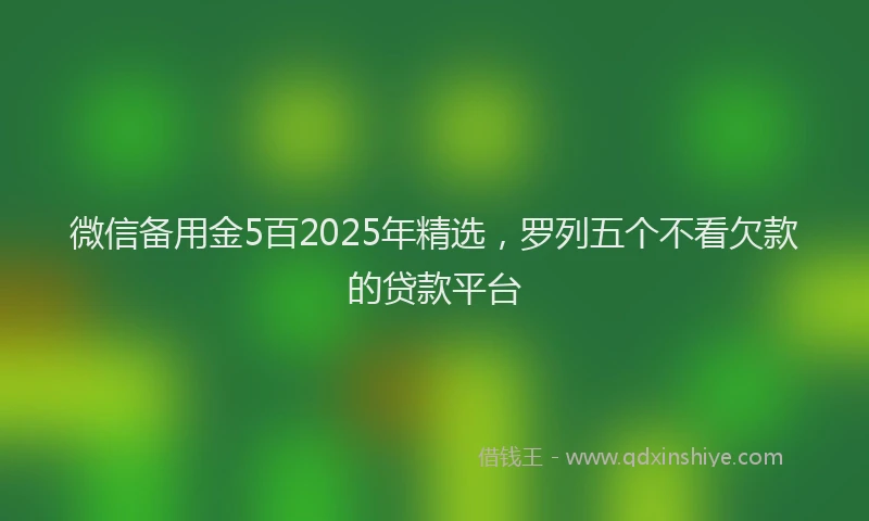 微信备用金5百2025年精选，罗列五个不看欠款的贷款平台