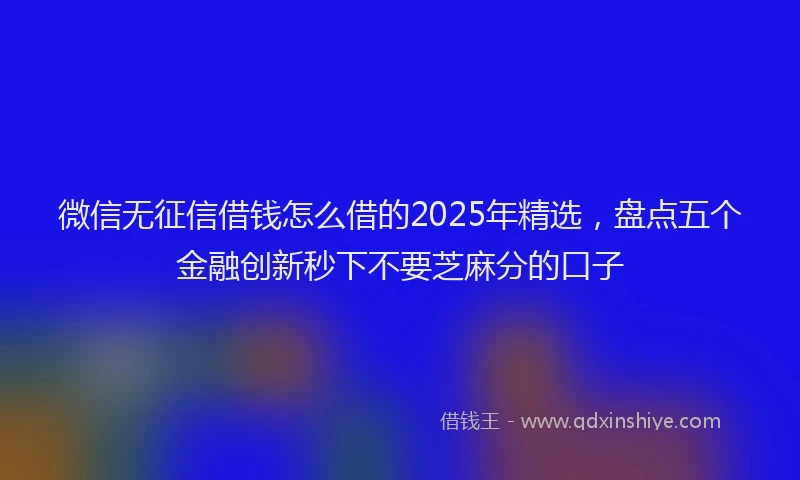 微信无征信借钱怎么借的2025年精选，盘点五个金融创新秒下不要芝麻分的口子