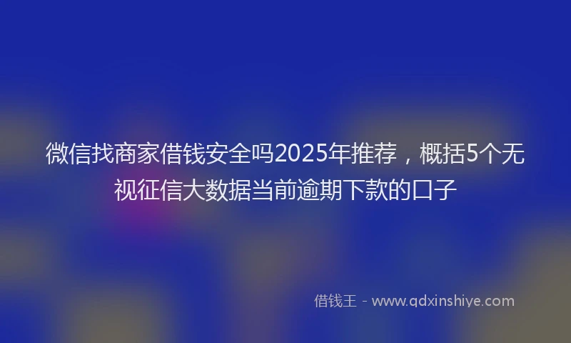 微信找商家借钱安全吗2025年推荐，概括5个无视征信大数据当前逾期下款的口子