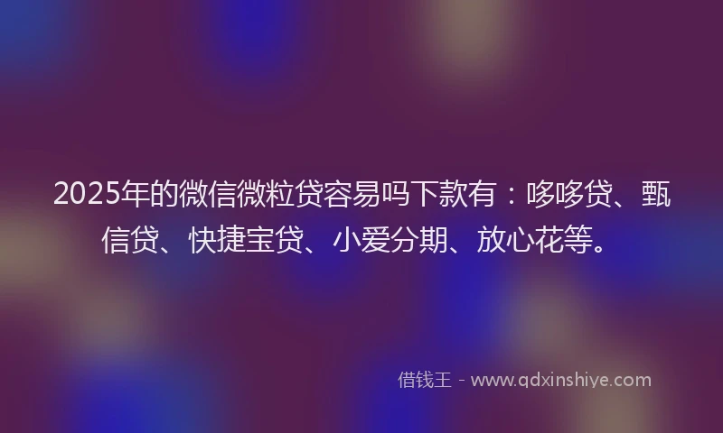 2025年的微信微粒贷容易吗下款有：哆哆贷、甄信贷、快捷宝贷、小爱分期、放心花等。