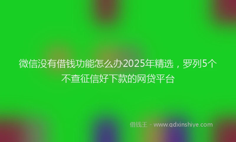 微信没有借钱功能怎么办2025年精选，罗列5个不查征信好下款的网贷平台
