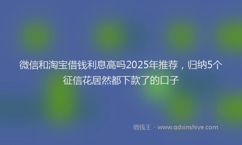 微信和淘宝借钱利息高吗2025年推荐，归纳5个征信花居然都下款了的口子