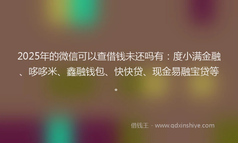 2025年的微信可以查借钱未还吗有：度小满金融、哆哆米、鑫融钱包、快快贷、现金易融宝贷等。