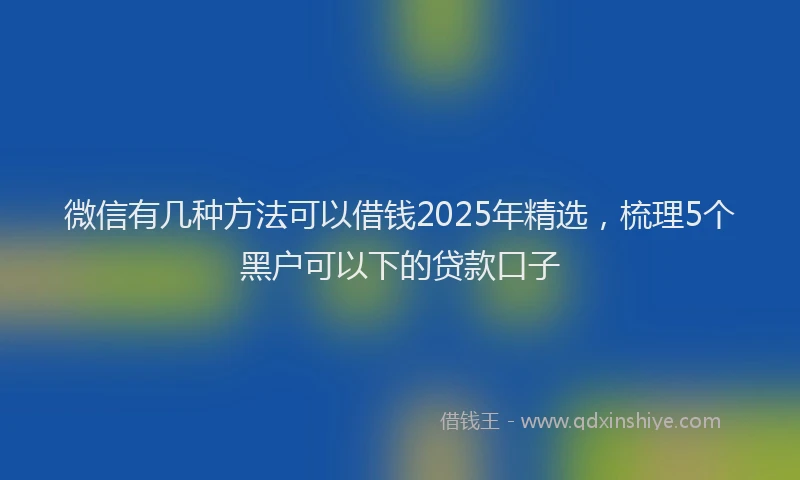 微信有几种方法可以借钱2025年精选，梳理5个黑户可以下的贷款口子
