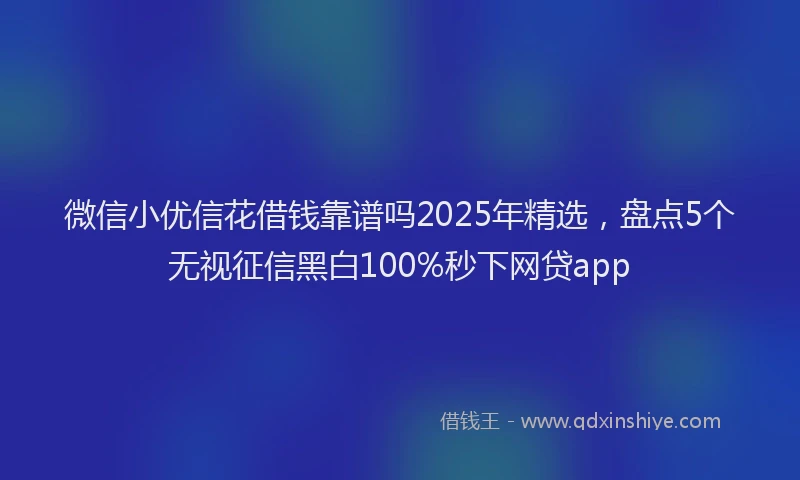 微信小优信花借钱靠谱吗2025年精选，盘点5个无视征信黑白100%秒下网贷app