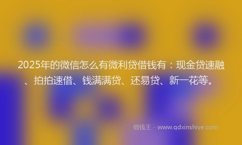 2025年的微信怎么有微利贷借钱有：现金贷速融、拍拍速借、钱满满贷、还易贷、新一花等。