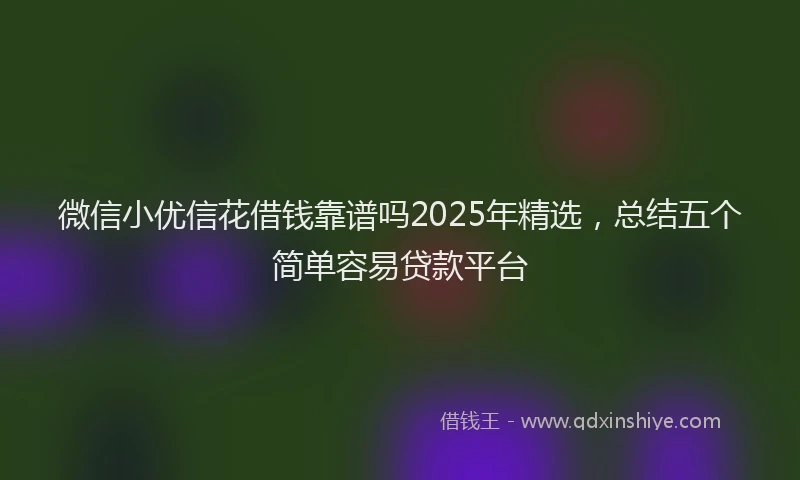 微信小优信花借钱靠谱吗2025年精选，总结五个简单容易贷款平台