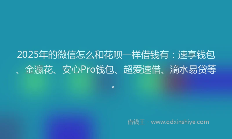 2025年的微信怎么和花呗一样借钱有：速享钱包、金瀛花、安心Pro钱包、超爱速借、滴水易贷等。