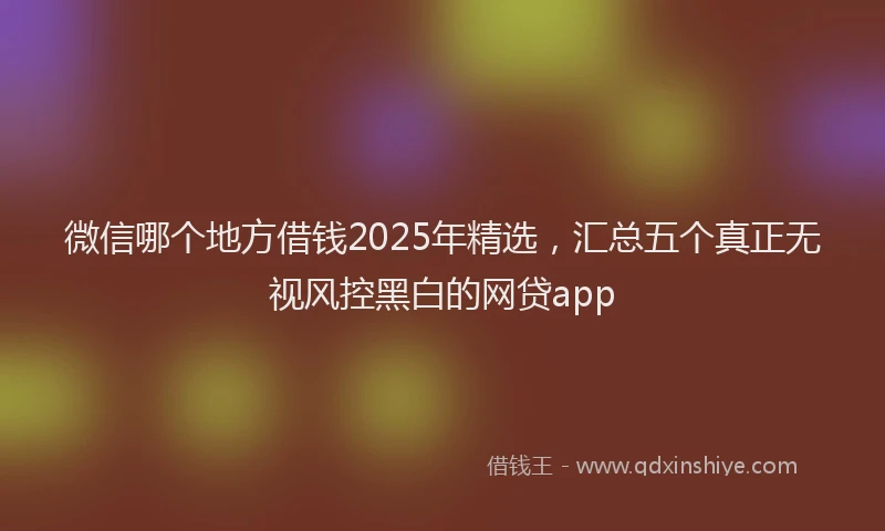微信哪个地方借钱2025年精选，汇总五个真正无视风控黑白的网贷app