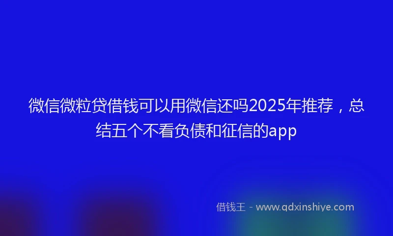 微信微粒贷借钱可以用微信还吗2025年推荐，总结五个不看负债和征信的app