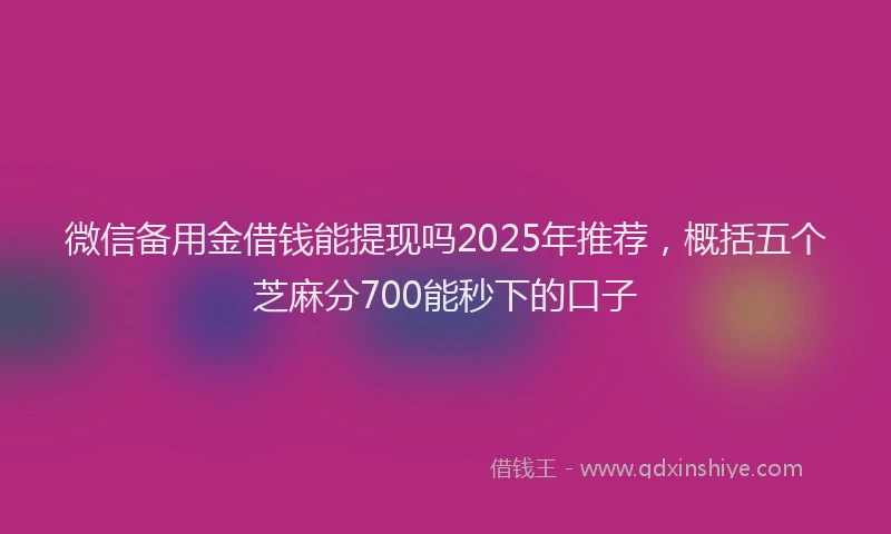 微信备用金借钱能提现吗2025年推荐，概括五个芝麻分700能秒下的口子