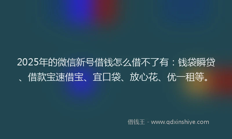 2025年的微信新号借钱怎么借不了有：钱袋瞬贷、借款宝速借宝、宜口袋、放心花、优一租等。