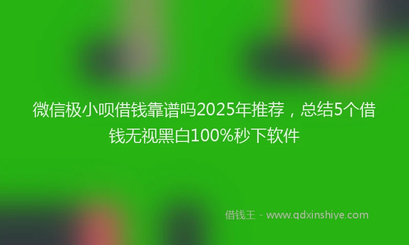 微信极小呗借钱靠谱吗2025年推荐，总结5个借钱无视黑白100%秒下软件