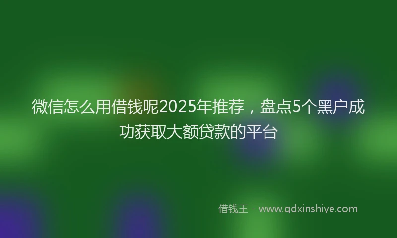 微信怎么用借钱呢2025年推荐，盘点5个黑户成功获取大额贷款的平台