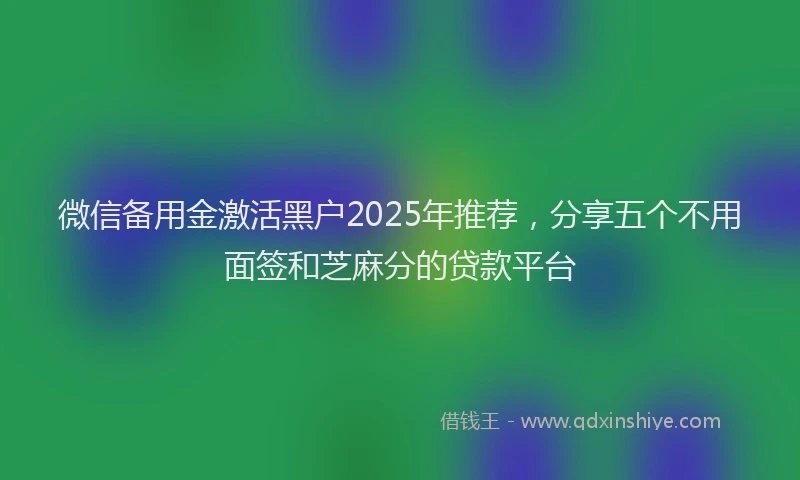 微信备用金激活黑户2025年推荐，分享五个不用面签和芝麻分的贷款平台